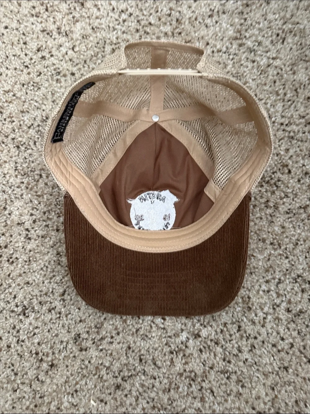 Austin Texas brown and tan corduroy ball, cap hat